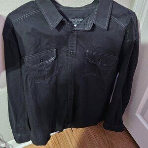STRAIGHTFADED Black Casual Button Down Dress Shirt XL